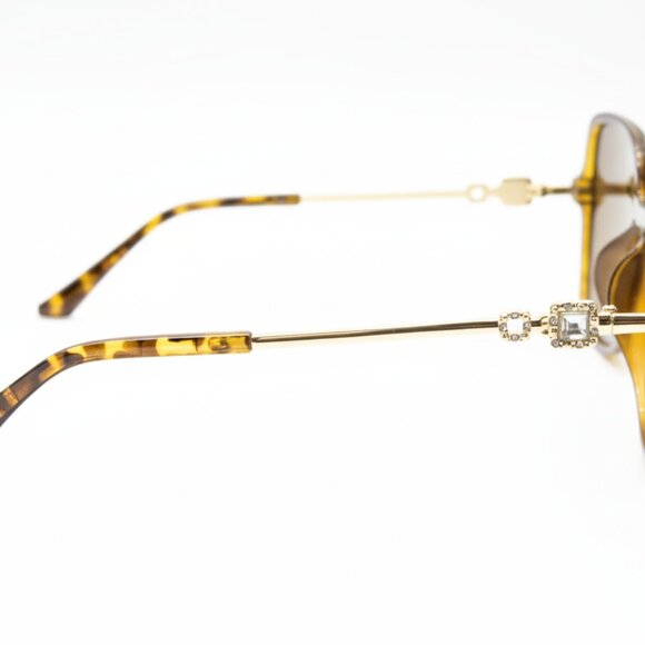 NEW Diamond Block Oversized Glam Designer Style Sunglasses - Tortoise and Gold - Picture 3 of 4